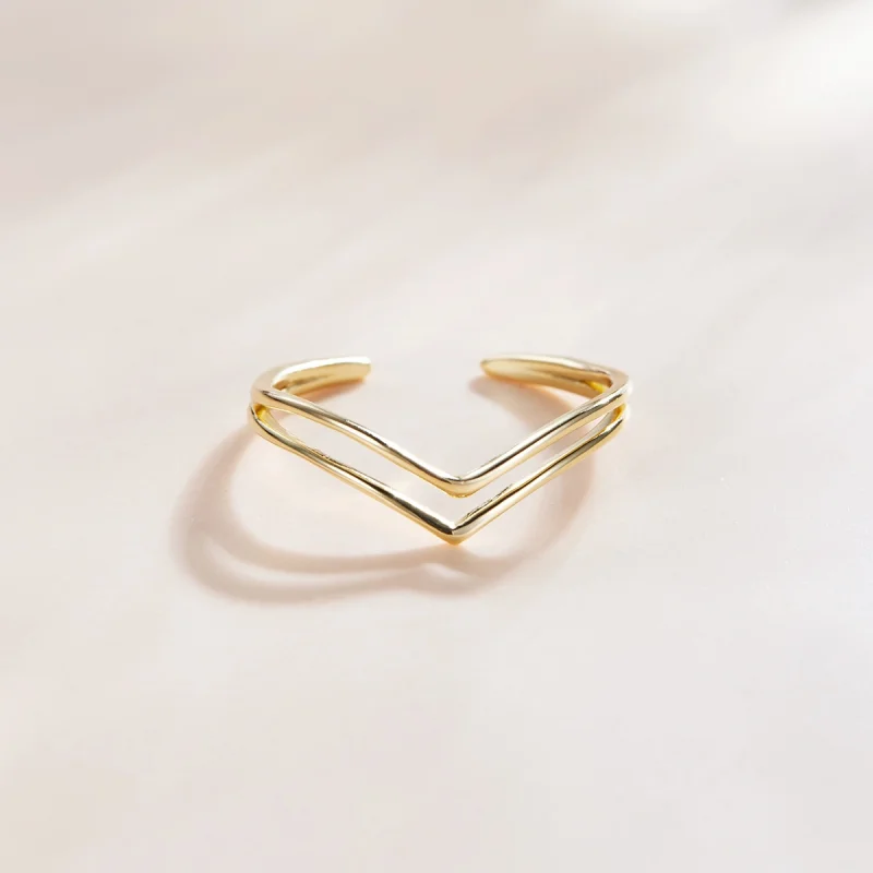 (image for) Pandora Style 18ct Gold Plated Wish Open Ring - SCR713 - View 4