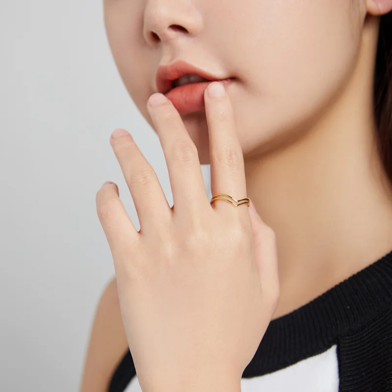 (image for) Pandora Style 18ct Gold Plated Wish Open Ring - SCR713 - View 5