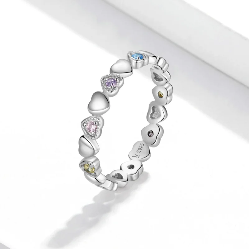 (image for) Pandora Style Band of Hearts Ring - SCR140 - View 2