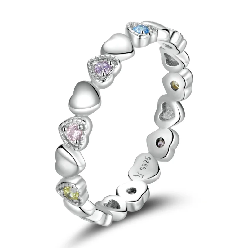 (image for) Pandora Style Band of Hearts Ring - SCR140 - View 5