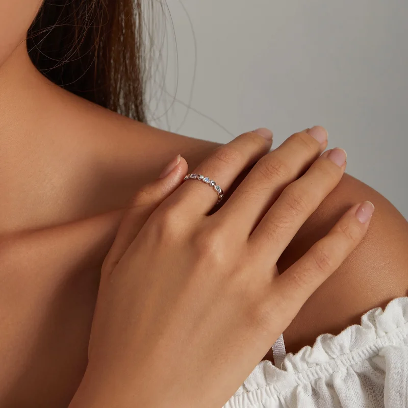 (image for) Pandora Style Band of Hearts Ring - SCR140 - View 6