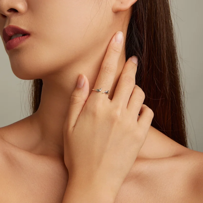 (image for) Pandora Style Bird Open Ring - SCR869 - View 4