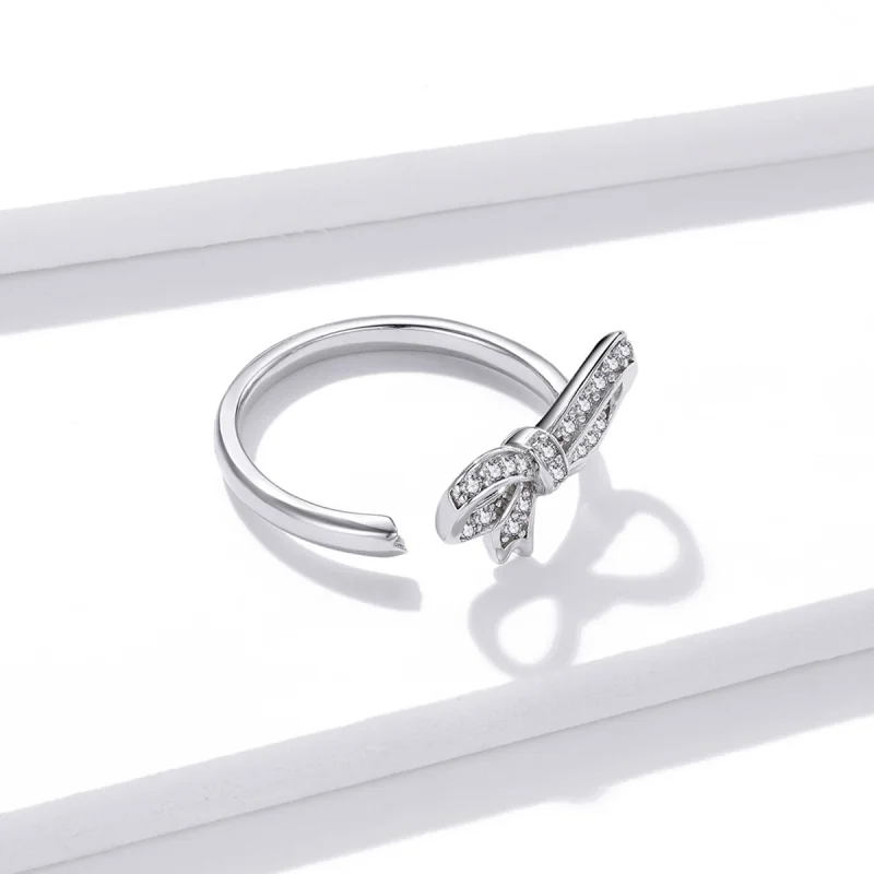 (image for) Pandora Style Bow Ribbon Open Ring - BSR158 - View 4