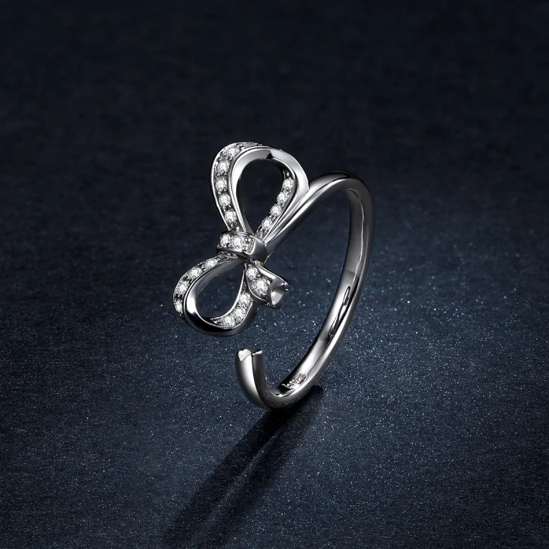 (image for) Pandora Style Bow Ribbon Open Ring - BSR158 - View 5