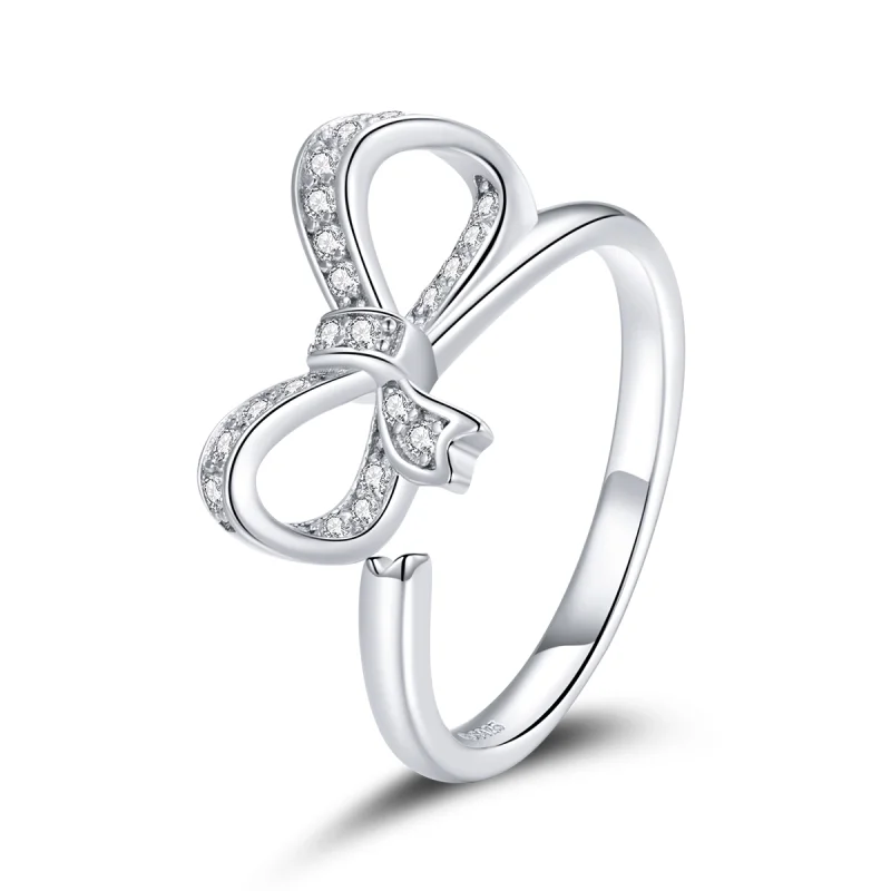 (image for) Pandora Style Bow Ribbon Open Ring - BSR158 - Product Image
