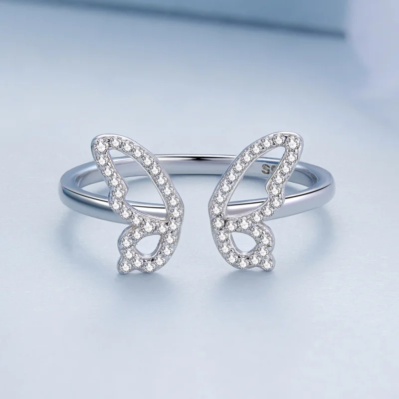 (image for) Pandora Style Butterfly Open Ring - BSR278 - View 3