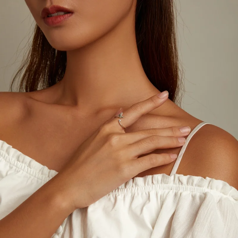 (image for) Pandora Style Butterfly Open Ring - SCR772 - View 6