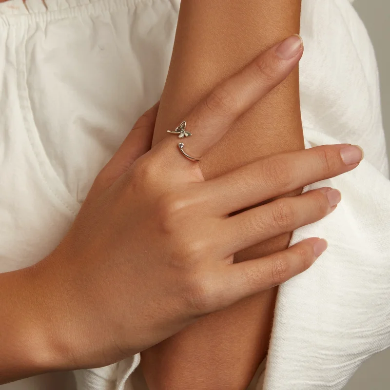 (image for) Pandora Style Butterfly Open Ring - SCR772 - View 7