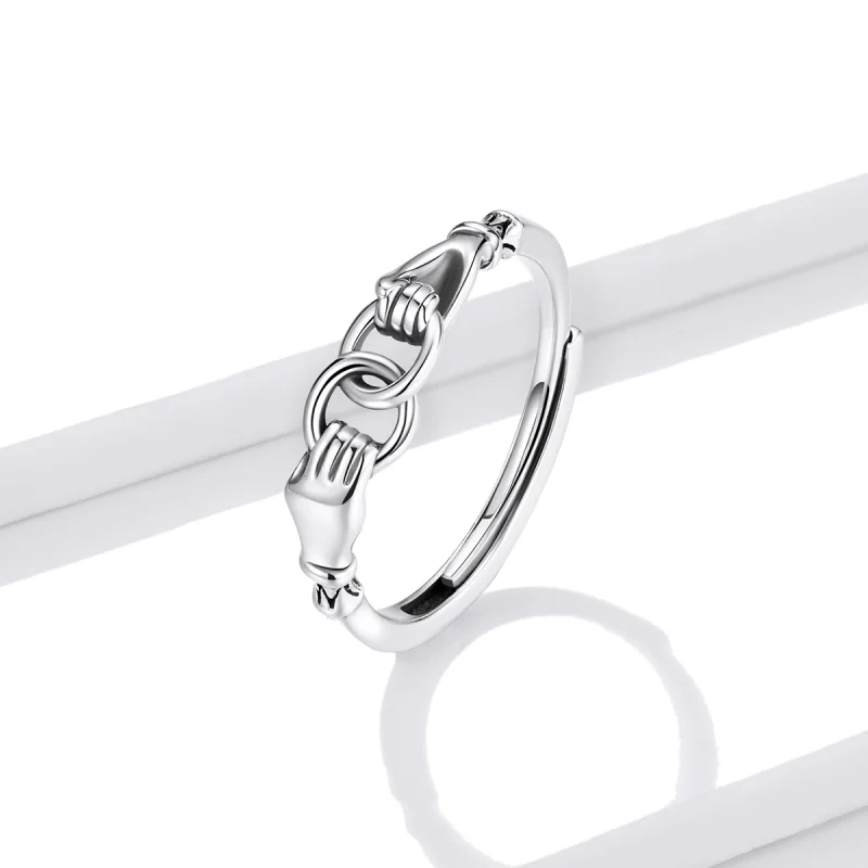 (image for) Pandora Style Chain of Hands Ring - BSR183 - View 2