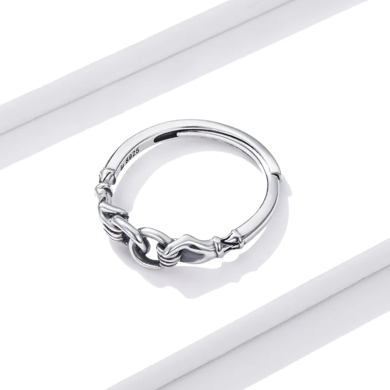 (image for) Pandora Style Chain of Hands Ring - BSR183 - View 4