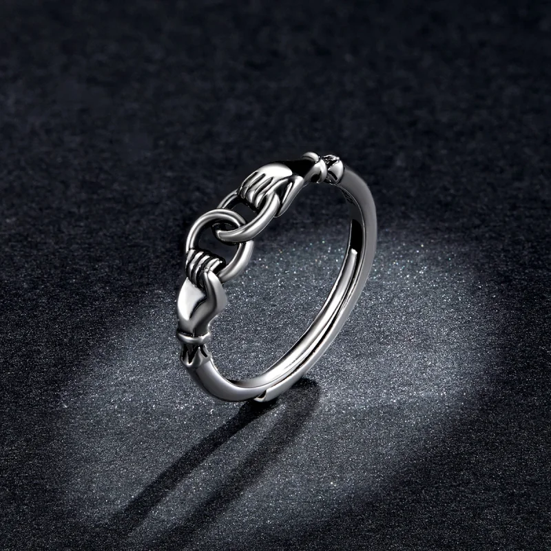 (image for) Pandora Style Chain of Hands Ring - BSR183 - View 5