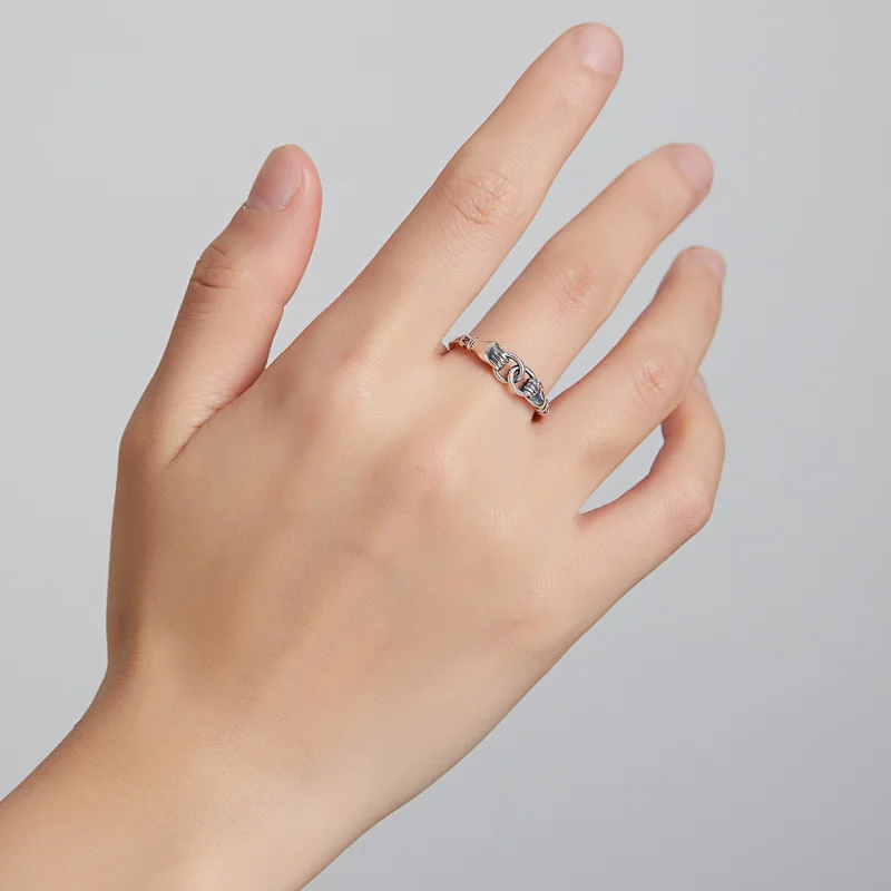 (image for) Pandora Style Chain of Hands Ring - BSR183 - View 7