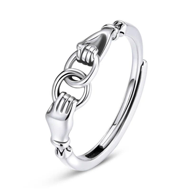 (image for) Pandora Style Chain of Hands Ring - BSR183 - Product Image