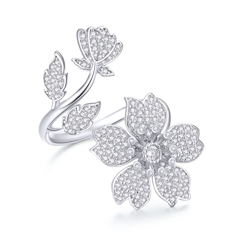 (image for) Pandora Style Cherry Blossoms Open Ring - BSR076 - Product Image