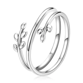 Pandora Style Circles of Leaves Open Ring - SCR755 Pandora Style Circles of Leaves Open Ring - SCR755