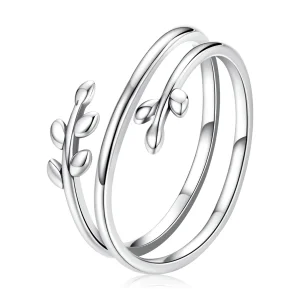 (image for) Pandora Style Circles of Leaves Open Ring - SCR755