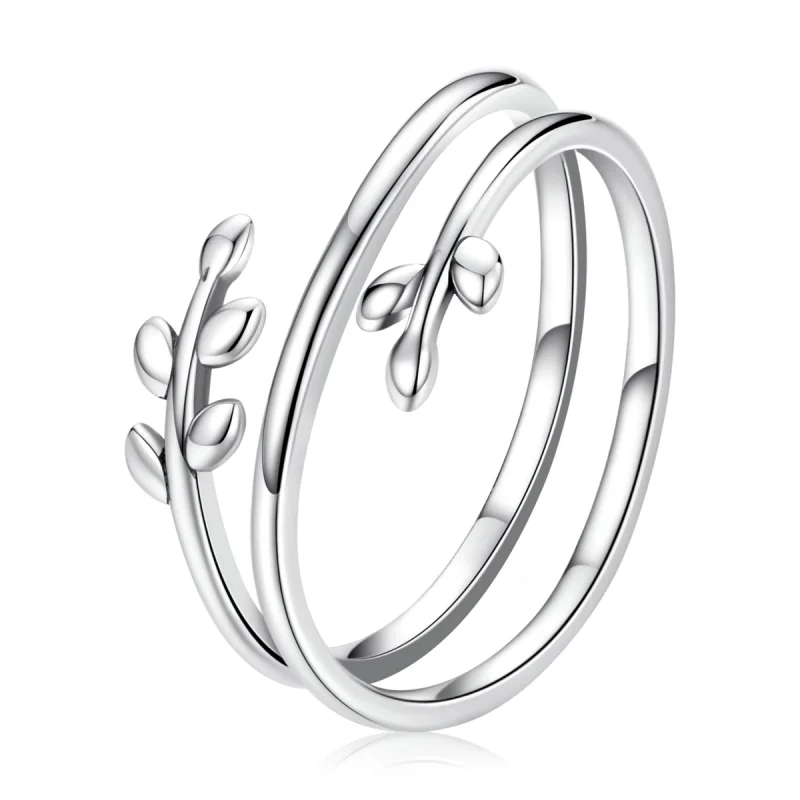 (image for) Pandora Style Circles of Leaves Open Ring - SCR755 - Product Image