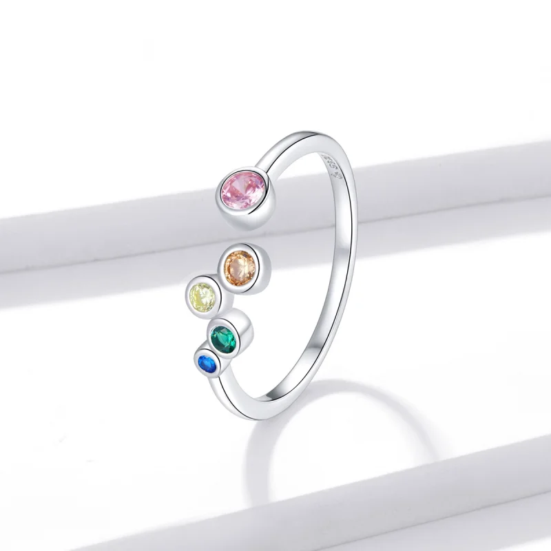 (image for) Pandora Style Colorful Bubbles Open Ring - BSR149 - View 2