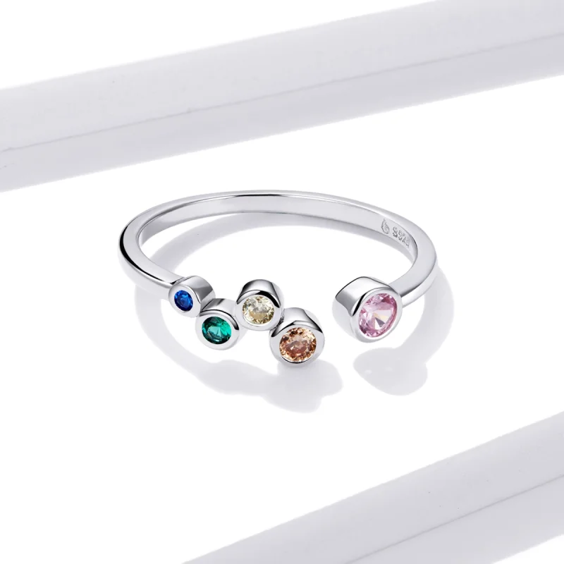 (image for) Pandora Style Colorful Bubbles Open Ring - BSR149 - View 3