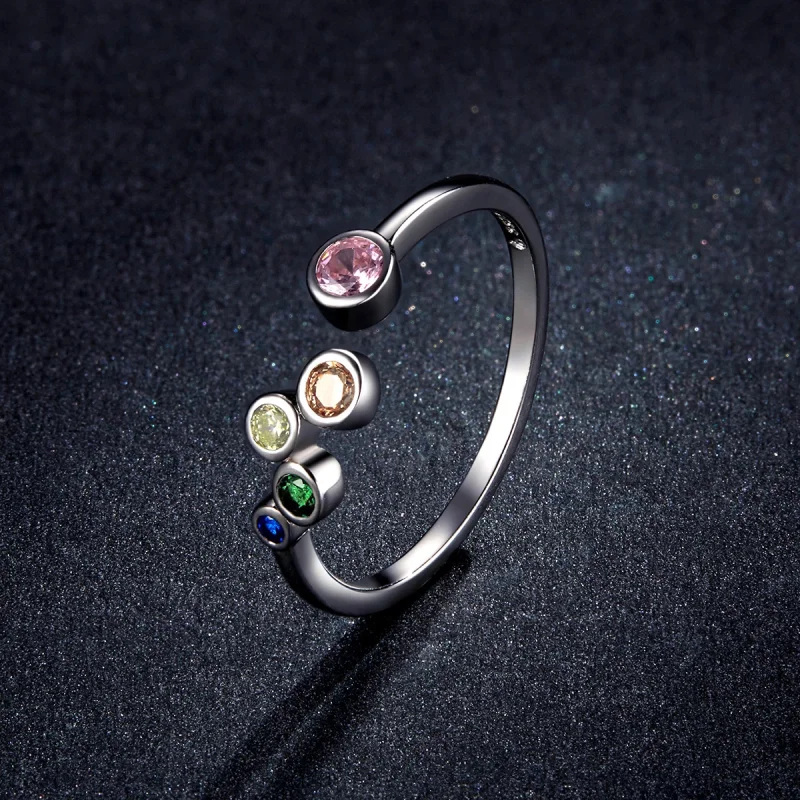 (image for) Pandora Style Colorful Bubbles Open Ring - BSR149 - View 5