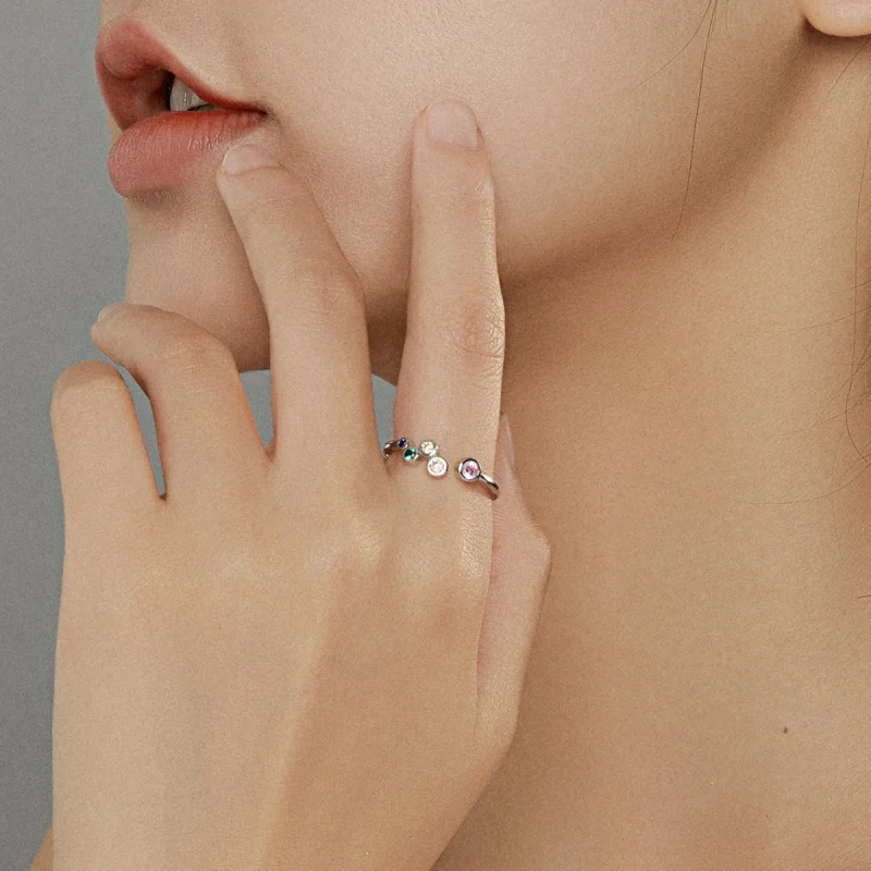 (image for) Pandora Style Colorful Bubbles Open Ring - BSR149 - View 8