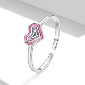 Pandora Style Colorful Hearts Open Ring - SCR775 Pandora Style Colorful Hearts Open Ring - SCR775