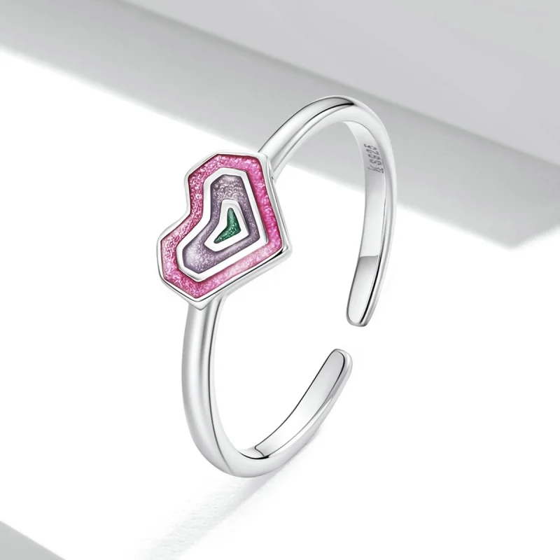 (image for) Pandora Style Colorful Hearts Open Ring - SCR775 - View 2