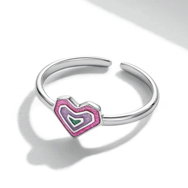 (image for) Pandora Style Colorful Hearts Open Ring - SCR775 - View 3