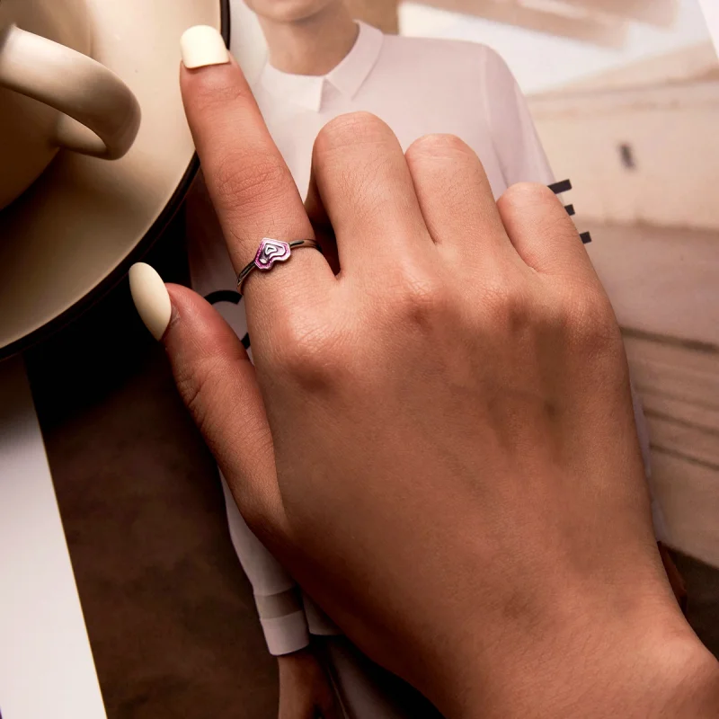 (image for) Pandora Style Colorful Hearts Open Ring - SCR775 - View 5