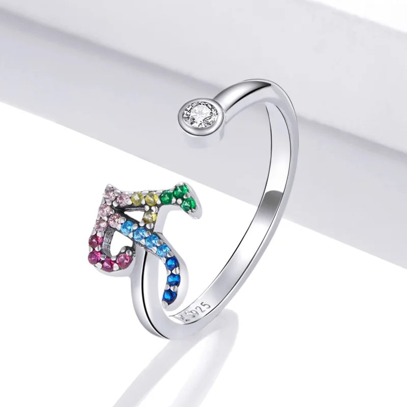 (image for) Pandora Style Colorful Letter-A Open Ring - SCR723-A - View 2