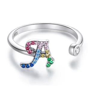 Pandora Style Colorful Letter-A Open Ring - SCR723-A (image for) Pandora Style Colorful Letter-A Open Ring - SCR723-A