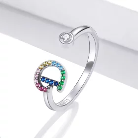 Pandora Style Colorful Letter-D Open Ring - SCR723-D Pandora Style Colorful Letter-D Open Ring - SCR723-D