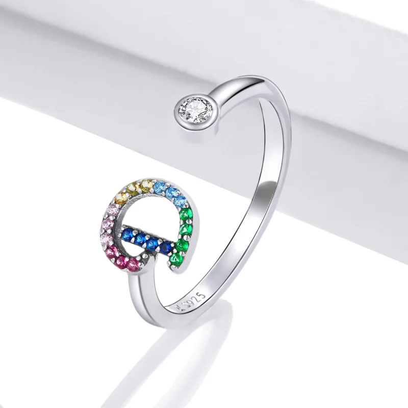 (image for) Pandora Style Colorful Letter-D Open Ring - SCR723-D - View 2
