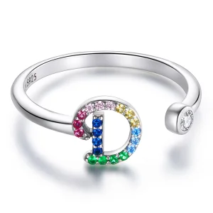 (image for) Pandora Style Colorful Letter-D Open Ring - SCR723-D