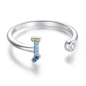 (image for) Pandora Style Colorful Letter-I Open Ring - SCR723-I