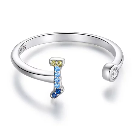 Pandora Style Colorful Letter-I Open Ring - SCR723-I