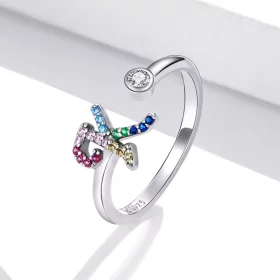 Pandora Style Colorful Letter-K Open Ring - SCR723-K Pandora Style Colorful Letter-K Open Ring - SCR723-K