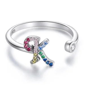 (image for) Pandora Style Colorful Letter-K Open Ring - SCR723-K