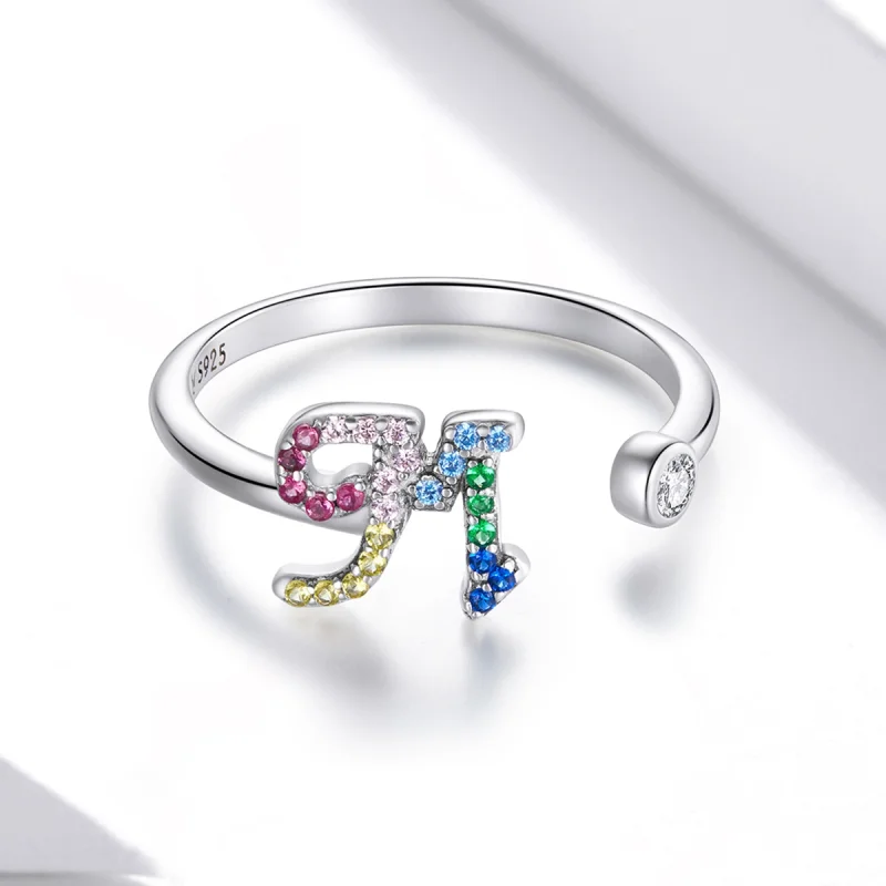 (image for) Pandora Style Colorful Letter-M Open Ring - SCR723-M - View 3