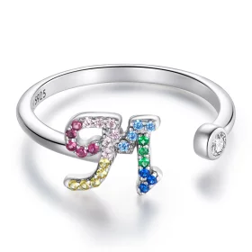 Pandora Style Colorful Letter-M Open Ring - SCR723-M Pandora Style Colorful Letter-M Open Ring - SCR723-M