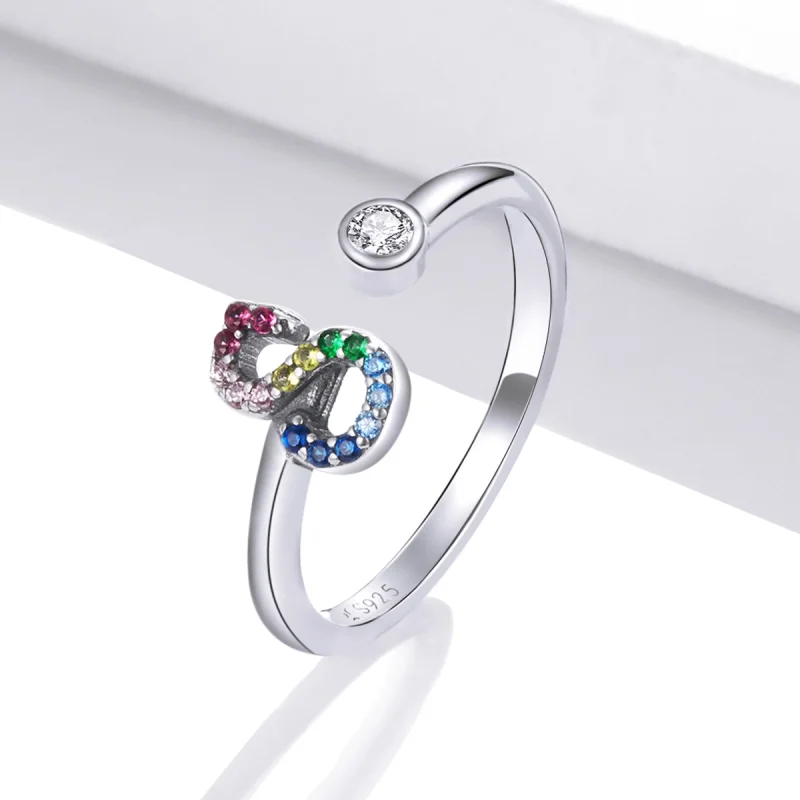 (image for) Pandora Style Colorful Letter-S Open Ring - SCR723-S - View 2