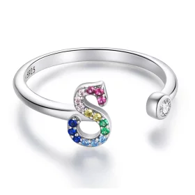 Pandora Style Colorful Letter-S Open Ring - SCR723-S Pandora Style Colorful Letter-S Open Ring - SCR723-S