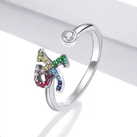 Pandora Style Colorful Letter-X Open Ring - SCR723-X Pandora Style Colorful Letter-X Open Ring - SCR723-X