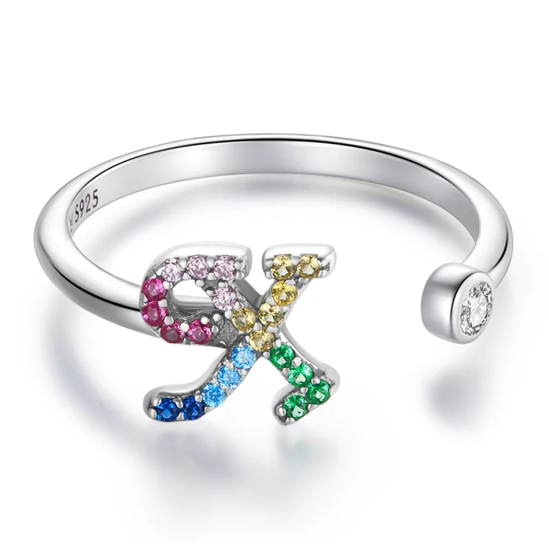 (image for) Pandora Style Colorful Letter-X Open Ring - SCR723-X - Product Image