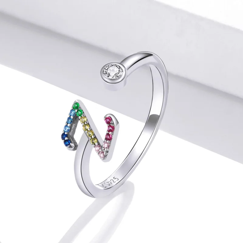 (image for) Pandora Style Colorful Letter-Z Open Ring - SCR723-Z - View 2