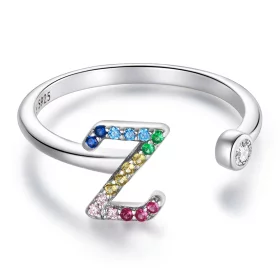 Pandora Style Colorful Letter-Z Open Ring - SCR723-Z Pandora Style Colorful Letter-Z Open Ring - SCR723-Z