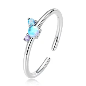 Pandora Style Colorful Moonstone Open Ring - SCR824