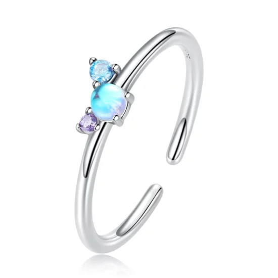 Pandora Style Colorful Moonstone Open Ring - SCR824