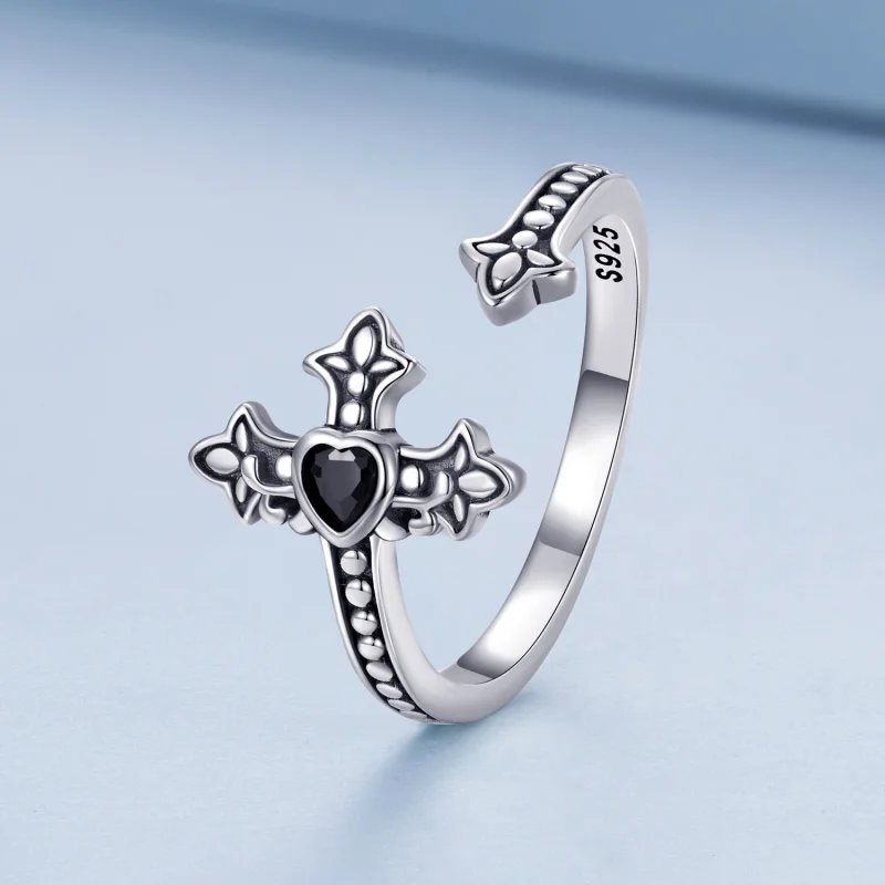 (image for) Pandora Style Cross Open Ring - BSR298 - View 2