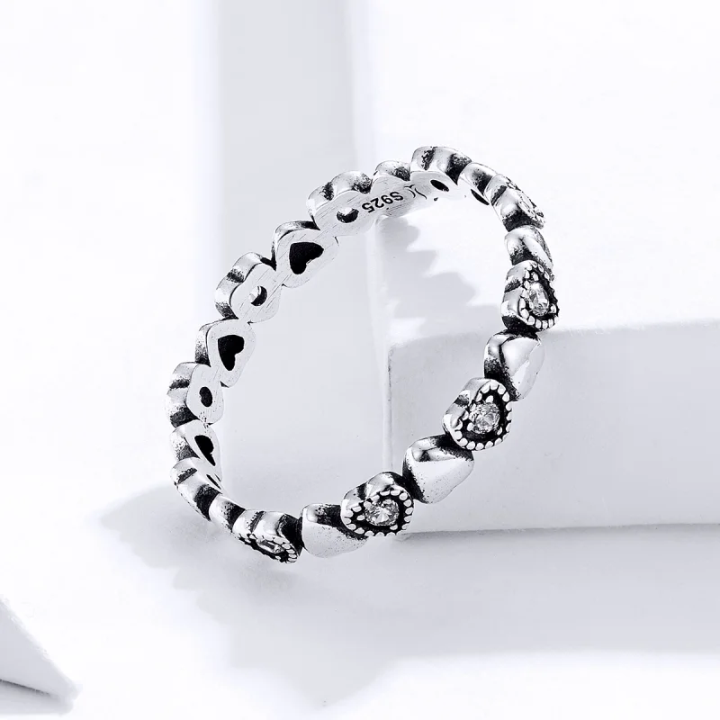 (image for) Pandora Style Crossed Hearts Ring - SCR140-WH - View 2